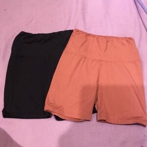 Girls High-Waist Bike Shorts - Black and Rust